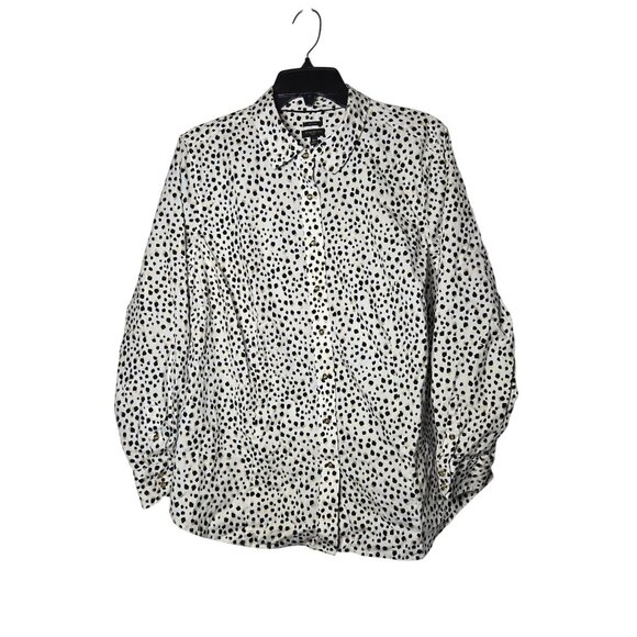 Talbots Womens Non-Iron Button-Up Animal Print Blouse Plus Size 18W Career Work - Picture 1 of 10